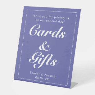 Periwinkle & White Modern Minimalist Gift Table Reclamebord Met Voetstuk