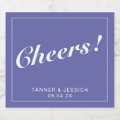 Periwinkle & White Modern minimalist Weddenschap Sparkling Wijnetiket (Enkel label)