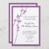 Periwinkle Wild Flower Branch Wedding Invitation Kaart (Voorkant / Achterkant)