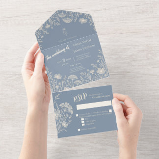 Periwinkle Wildflower All in One Invitation Uitnodiging