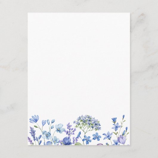 Periwinkle Wildflower Bloemen Bruiloft Details Informatiekaartje (Achterkant)