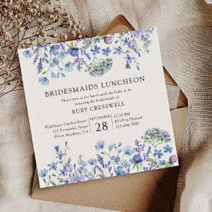Periwinkle Wildflower Bruidsmeisjes Luncheon Kaart