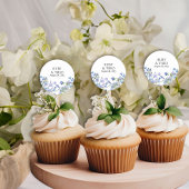 Periwinkle Wildflower Bruiloft Bruid en bruidegom  Ronde Sticker