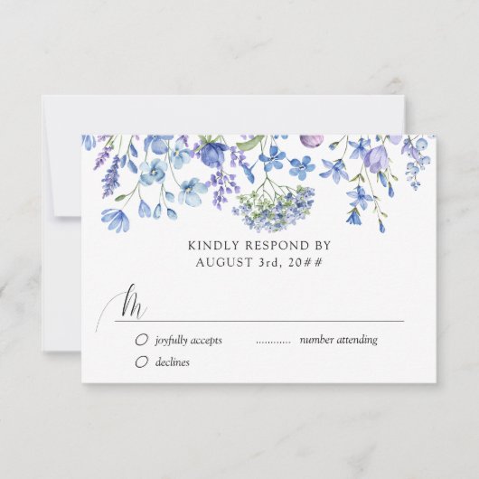 Periwinkle Wildflower Bruiloft Delicate Bloemen RSVP Kaartje (Voorkant)