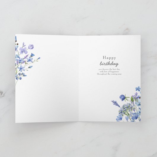 Periwinkle Wildflower Delicate Bloemen Verjaardag Kaart (Binnen)