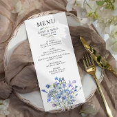 Periwinkle Wildflower Delicate Bloemenbruiloft Menu