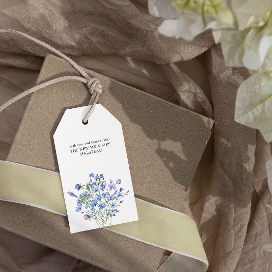 Periwinkle Wildflower Elegante Bloemen Bruiloft Fa Cadeaulabel