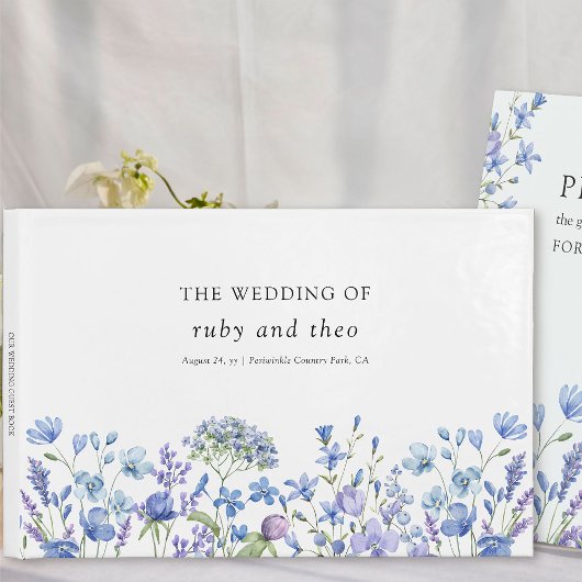 Periwinkle Wildflower Elegante bloemenbruiloft Gastenboek
