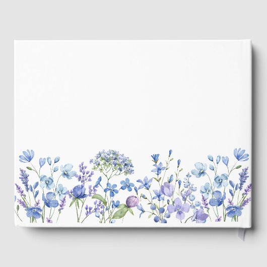 Periwinkle Wildflower Elegante bloemenbruiloft Gastenboek (Achterkant)
