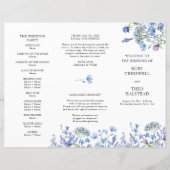 Periwinkle Wildflower huwelijksceremonie programma (Voorkant)