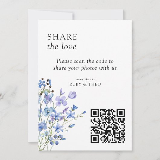 Periwinkle Wildflower QR Code Foto delen Kaart (Voorkant)
