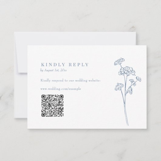 Periwinkle Wildflower QR Code Weddenschap RSVP (Voorkant)