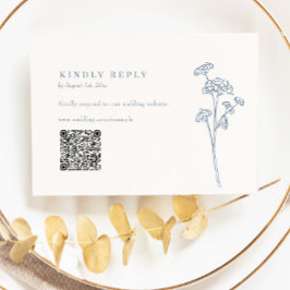 Periwinkle Wildflower QR Code Weddenschap RSVP Kaartje