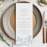 Periwinkle Wildflower Wedding Flat Menu<br><div class="desc">Voeg een vleugje tijdloze charme toe aan uw receptie met dit elegante Periwinkle Wildflower Wedding Menu. Met delicate wilde bloemen in zachte maagdenpalm tinten, brengt dit ontwerp een romantisch en verfijnd gevoel naar uw trouwtafel. De strakke, minimalistische lay-out zorgt ervoor dat uw heerlijke menu-selecties er prachtig uitspringen. Perfect voor tuin-,...</div>