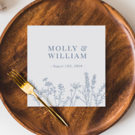 Periwinkle Wildflower Wedding Napkins Servet