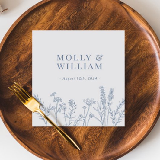 Periwinkle Wildflower Wedding Napkins Servet