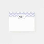Periwinkle witte chevron patroon monogrammed post-it® notes (Voorkant)