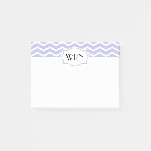 Periwinkle witte chevron patroon monogrammed post-it® notes (Voorkant)