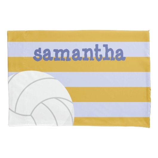 Periwinkle & Yellow Giant Volleyball Striped Kussensloop (Voorkant)
