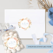 Perk Blush met Blue Wedding Envelope / Favor Ronde Sticker