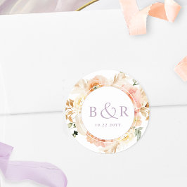 Perk Blush met lavender Wedding Envelope / Favor Ronde Sticker