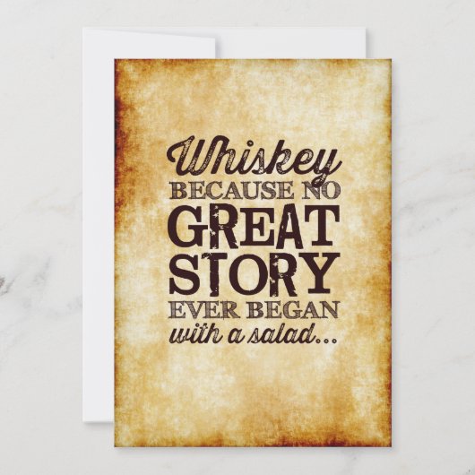 Perkament 5x7 tafelkaart Whiskey Omdat Kaart (Voorkant)