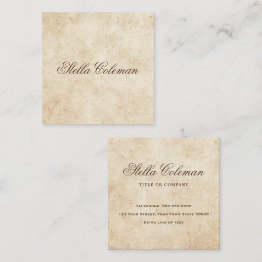 perkament antiek oud papier vierkante visitekaartje (Voorkant / Achterkant)