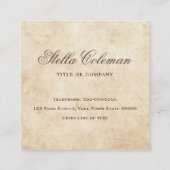 perkament antiek oud papier vierkante visitekaartje (Achterkant)