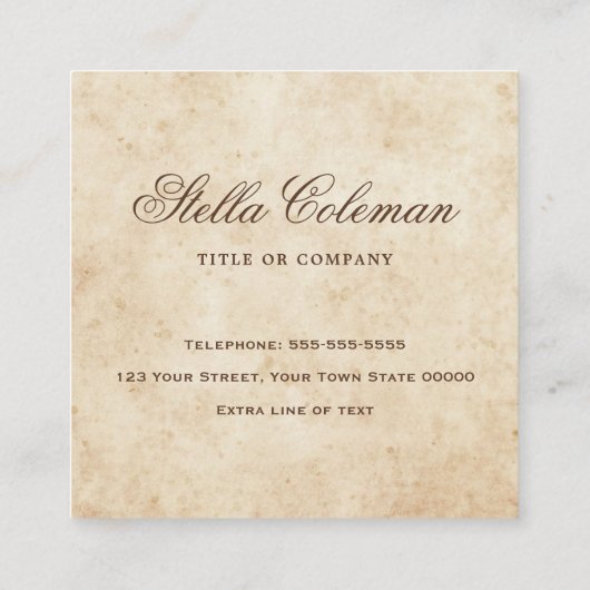  perkament antiek oud papier vierkante visitekaartje (Achterkant)