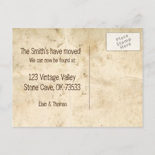 perkament Antiek sleutel adreswijziging Aankondigingskaart (Achterkant)