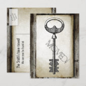 perkament Antiek sleutel adreswijziging Aankondigingskaart (Voorkant / Achterkant)
