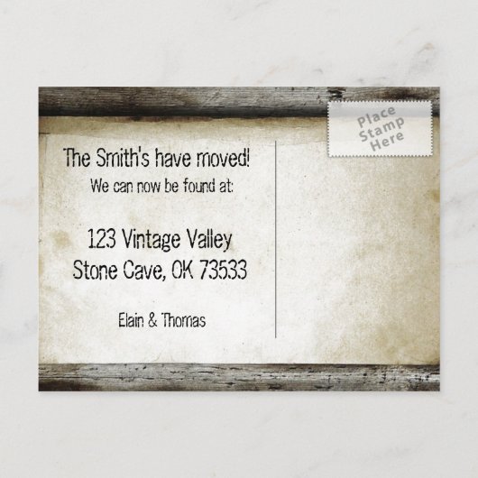 perkament Antiek sleutel adreswijziging Aankondigingskaart (Achterkant)