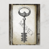 perkament Antiek sleutel adreswijziging Aankondigingskaart (Voorkant)