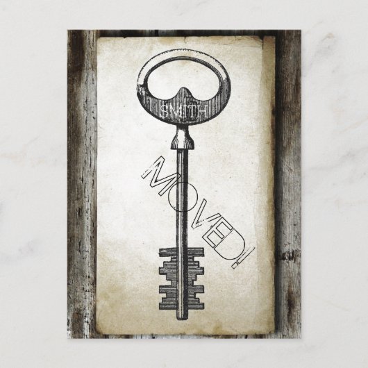 perkament Antiek sleutel adreswijziging Aankondigingskaart (Voorkant)