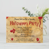 Perkament, Bloed Splatter Halloween Uitnodigingen (Staand voorkant)