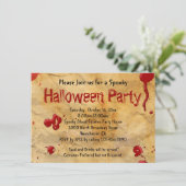 Perkament, Bloed Splatter Halloween Uitnodigingen (Staand voorkant)