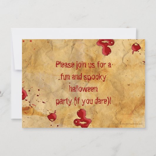 Perkament, Bloed Splatter Halloween Uitnodigingen (Achterkant)