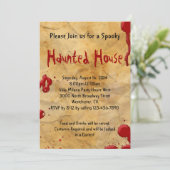 Perkament Bloed Splatter Haunted House Kaart (Staand voorkant)