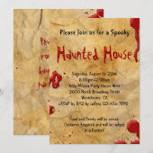 Perkament Bloed Splatter Haunted House Kaart (Voorkant / Achterkant)