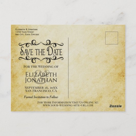  Perkament  Bruiloft Save the Date Briefkaart (Achterkant)