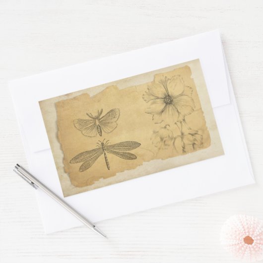  perkament collage scrapbook rechthoekige sticker (Envelop)