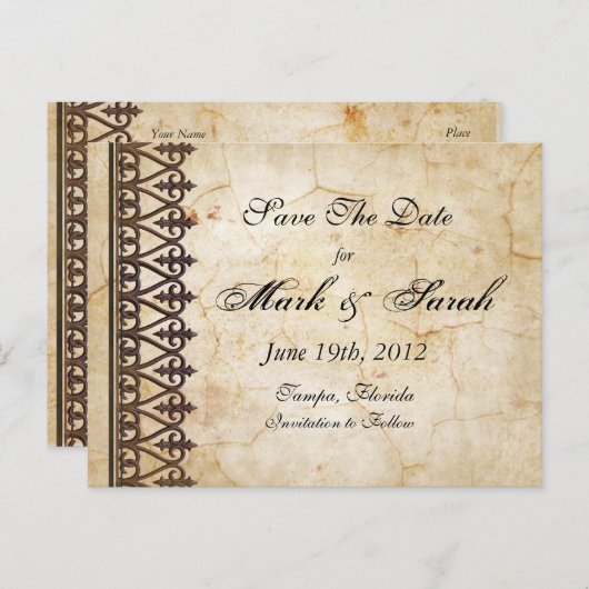 perkament Collectie Sla de datum op Aankondigingskaart (Voorkant / Achterkant)