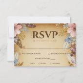  perkament en bloemen bruiloft RSVP Kaart (Voorkant)