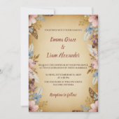  perkament en bloemen bruiloft uitnodiging (Voorkant)