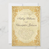 Perkament Faux Gold Elegant Bruiloft Kaart (Voorkant)