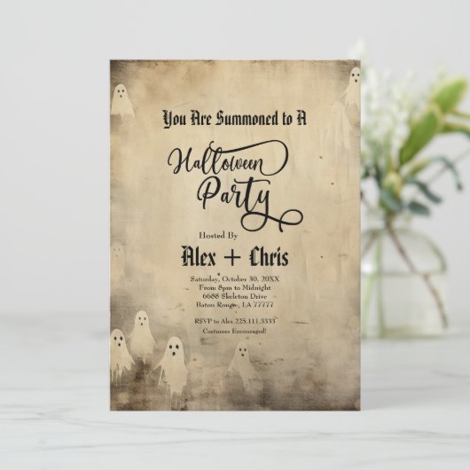  perkament gothic ghost Halloween-feest Kaart (Staand voorkant)