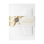 Perkament, goud en wit damast bruiloft uitnodigingen wikkel (Voorkant Voorbeeld)