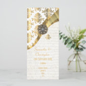 Perkament goud en wit kerk huwelijksprogramma programmakaart (Staand voorkant)