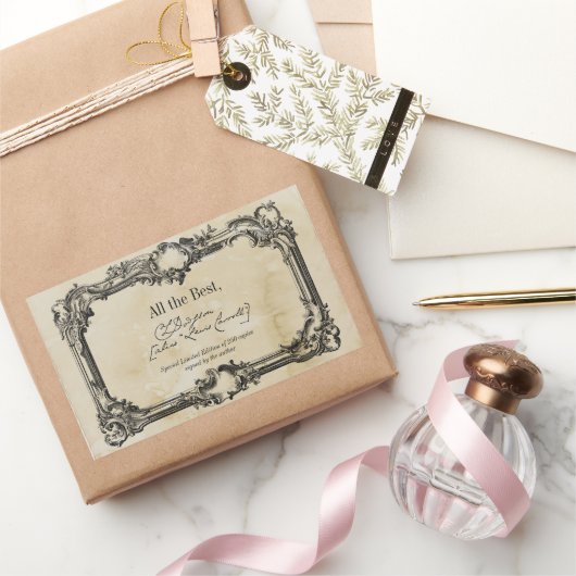 Perkament Handtekening Auteur BookPlate Sjabloon Rechthoekige Sticker (Geschenken)