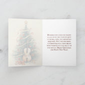  perkament kerstboom en cello feestdagen kaart (Binnen)
